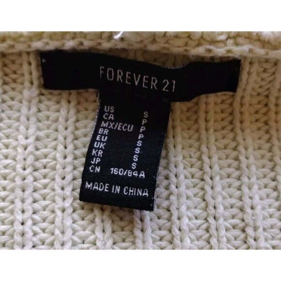 Forever 21 Sweater Small Cropped Hooded Knit Raw Hem - Picture 3 of 12